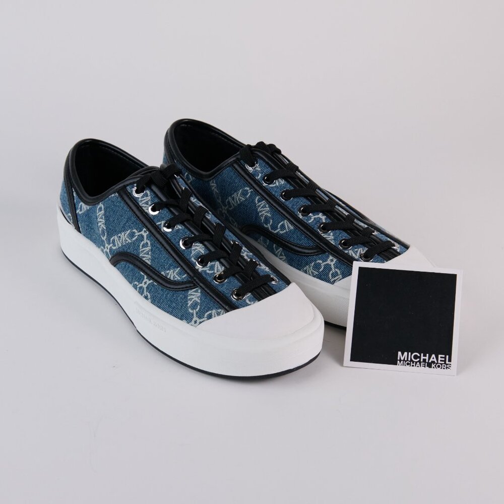 Michael Kors Jude Lace-up  Monogram Bleached Denim - NWOT  - Mens Size 9.5
